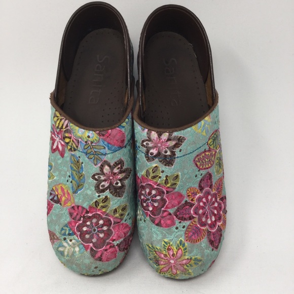 sanita floral clogs